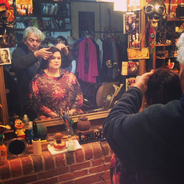 Troy working the hair for Sondheim's Company marketing poster
