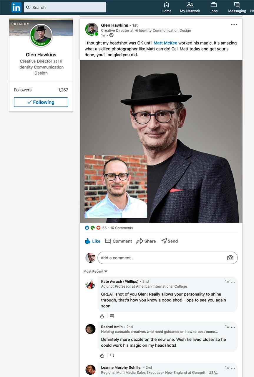 Glen Hawkins Hi Identity Headshot results on linkedin